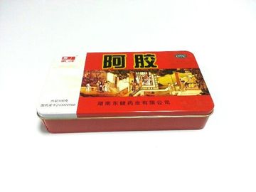 चीन रेड स्क्वायर टिन कंटेनरों को कवर के साथ मुद्रित / ढक्कन,.23 मिमी मोटाई आपूर्तिकर्ता