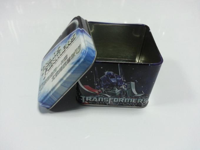 ट्रांसफार्मर खाली उपहार टिन बॉक्स, 88x88x65mm, चित्रित टिन कंटेनर स्क्वायर