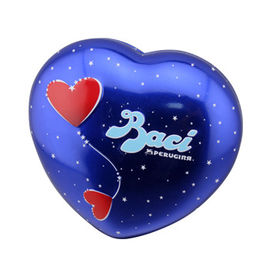 चीन Baci चॉकलेट डब्बे दिल के आकार का धातु के साथ आधार ब्लू रंग कर सकते हैं आपूर्तिकर्ता