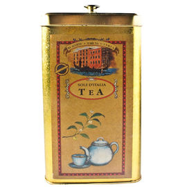 चीन स्क्वायर गोल्डन टिन चाय कनस्तरों टिन कर सकते हैं के लिए चाय / कॉफी पैकेजिंग आपूर्तिकर्ता